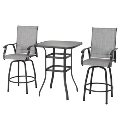 Image showing  Outdoor 3 pc. Textilene Bar Set with Swivel Design