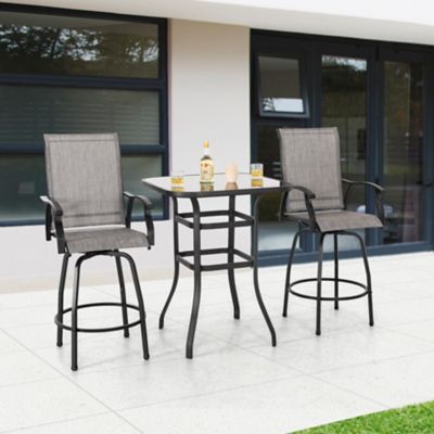 Image showing  Outdoor 3 pc. Textilene Bar Set with Swivel Design
