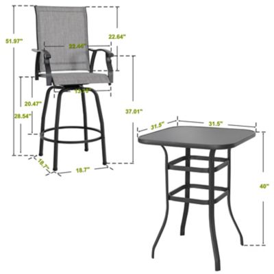 Image showing 5 th Nuu Garden Outdoor 3 pc. Textilene Bar Set with Swivel Design