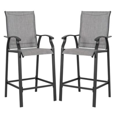 Image showing  Outdoor 2-Piece Textilene Bar Stools with High Backrest