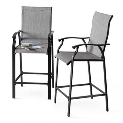 Image showing  Outdoor 2-Piece Textilene Bar Stools with High Backrest