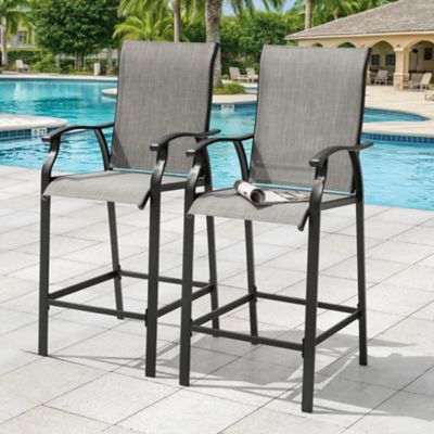 Image showing  Outdoor 2-Piece Textilene Bar Stools with High Backrest