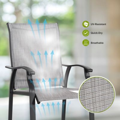 Image showing 6 th Nuu Garden Outdoor 2 pc. Textilene Bar Stools with High Backrest