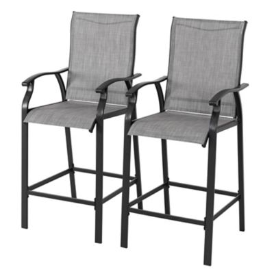 Image showing 8 th Nuu Garden Outdoor 2 pc. Textilene Bar Stools with High Backrest