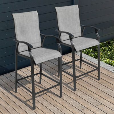 Image showing 9 th Nuu Garden Outdoor 2 pc. Textilene Bar Stools with High Backrest