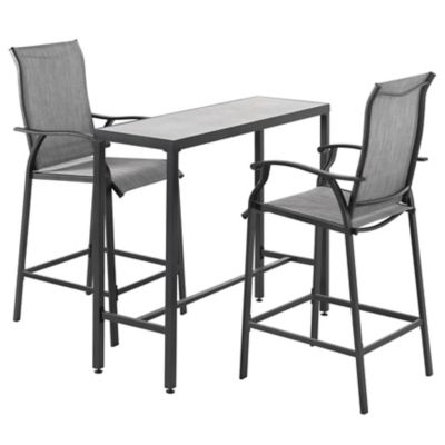 Image showing  Outdoor Patio 3 pc. Textilene Bar Set, Tempered Glass