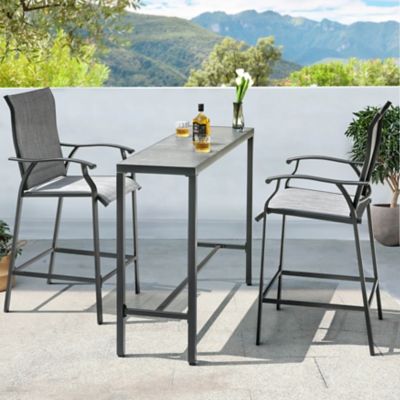 Image showing  Outdoor Patio 3 pc. Textilene Bar Set, Tempered Glass