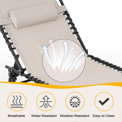 Image showing  Outdoor 5-Position Adjustable Lounge Chair Folding Tanning Chair