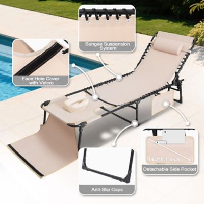 Image showing  Outdoor 5-Position Adjustable Lounge Chair Folding Tanning Chair
