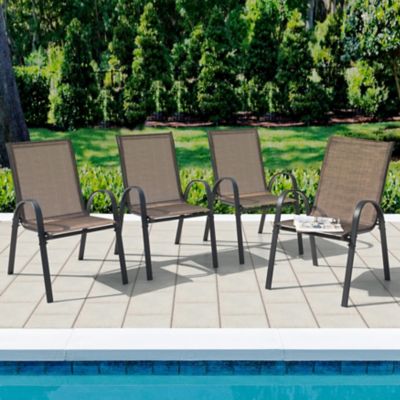 Image showing  Outdoor 4-Piece Patio Dining Chairs, Stackable Chairs