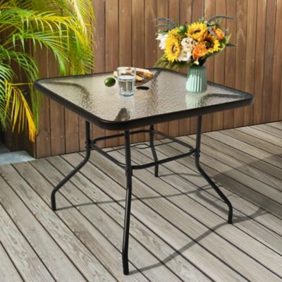 Image showing  Outdoor Square Dining Table, Tempered Glass Tabletop