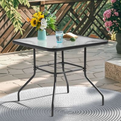 Image showing  Outdoor Square Dining Table, Tempered Glass Tabletop