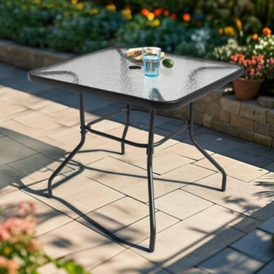 Image showing  Outdoor Square Dining Table, Tempered Glass Tabletop