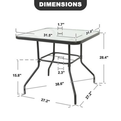 Image showing 5 th Nuu Garden Outdoor Square Dining Table, Tempered Glass Tabletop