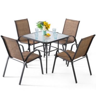 Image showing  5 pc. Outdoor Textilene Dining Set with Umbrella Hole