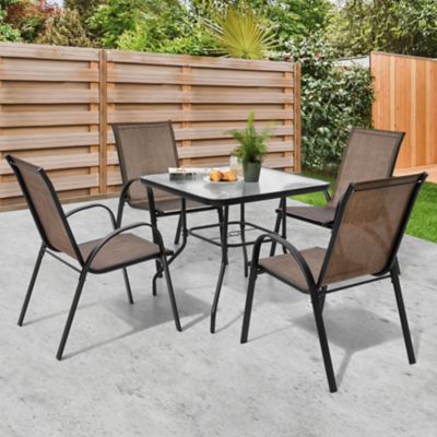 Image showing  5 pc. Outdoor Textilene Dining Set with Umbrella Hole