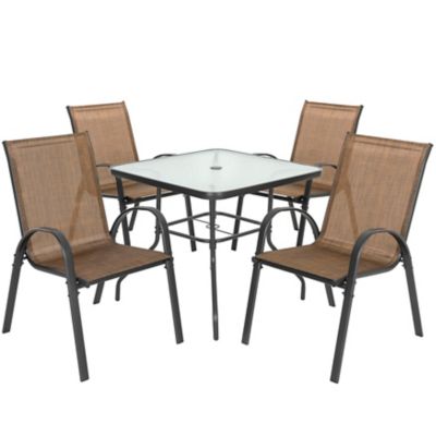Image showing  5 pc. Outdoor Textilene Dining Set with Umbrella Hole