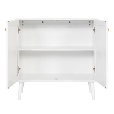 Image showing  Accent Buffet Cabinet Sideboard with Rattan Doors, Black