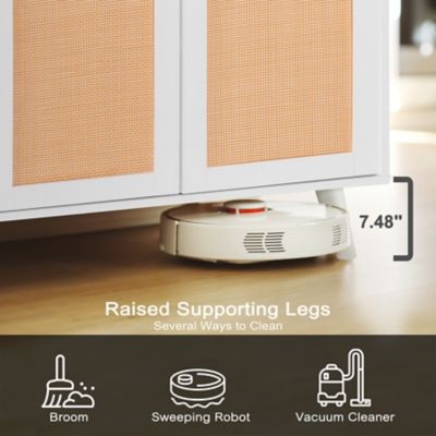 Image showing  Accent Buffet Cabinet Sideboard with Rattan Doors, Black