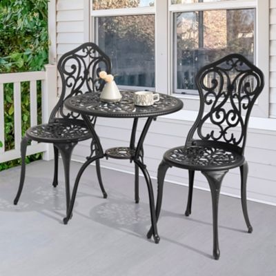 Image showing  Outdoor Cast Aluminum Table Set with 2 Chairs, Umbrella Hole