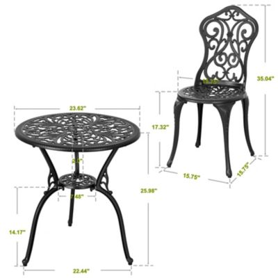 Image showing 5 th Nuu Garden Outdoor Cast Aluminum Table Set with 2 Chairs, Umbrella Hole