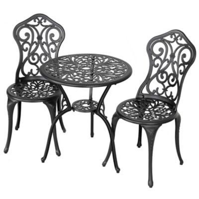 Image showing 9 th Nuu Garden Outdoor Cast Aluminum Table Set with 2 Chairs, Umbrella Hole