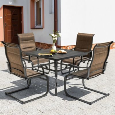 Image showing  Outdoor 5 pc. Dining Set with Umbrella Hole, Textilene and Iron