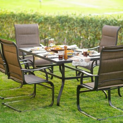 Image showing  Outdoor 7-Piece Textilene and Iron Dining Set with Umbrella Hole