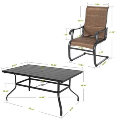 Image showing 5 th Nuu Garden Outdoor 7 pc. Textilene and Iron Dining Set with Umbrella Hole