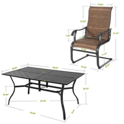Image showing 5 th Nuu Garden Outdoor 7 pc. Patio Dining Set, Textilene and Iron, Umbrella Hole
