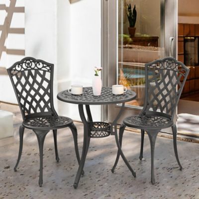Image showing  3 pc. Cast Aluminum Outdoor Bistro Set with Umbrella Hole