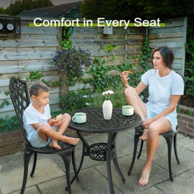 Image showing  3 pc. Cast Aluminum Outdoor Bistro Set with Umbrella Hole