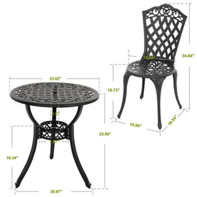 Image showing 5 th Nuu Garden 3 pc. Cast Aluminum Outdoor Bistro Set with Umbrella Hole