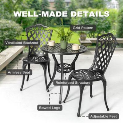 Image showing 7 th Nuu Garden 3 pc. Cast Aluminum Outdoor Bistro Set with Umbrella Hole