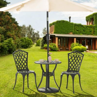 Image showing 8 th Nuu Garden 3 pc. Cast Aluminum Outdoor Bistro Set with Umbrella Hole