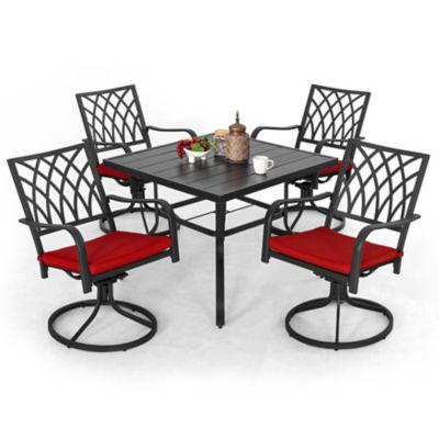 Image showing  5 pc. Outdoor Dining Set with Swivel Design and Cushions