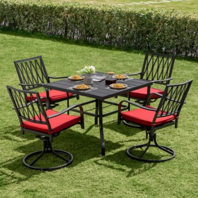 Image showing  5 pc. Outdoor Dining Set with Swivel Design and Cushions