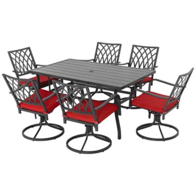 Image showing  Outdoor 7 pc. Patio Dining Set with Umbrella Hole, Swivel Design