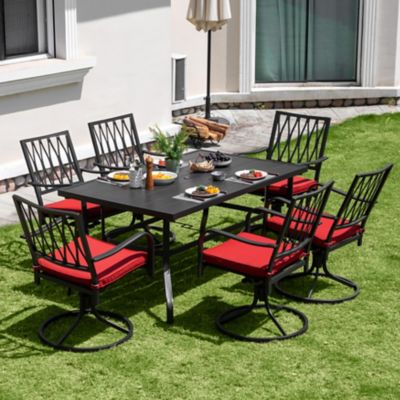 Image showing  Outdoor 7 pc. Patio Dining Set with Umbrella Hole, Swivel Design