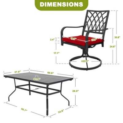 Image showing  Outdoor 7 pc. Patio Dining Set with Umbrella Hole, Swivel Design