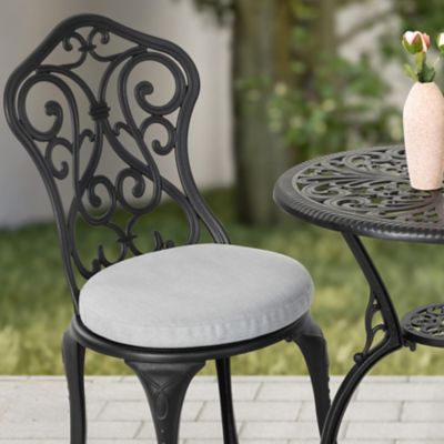 Image showing  Patio 3 pc. Cast Aluminum Bistro Set with Cushions, Umbrella Hole