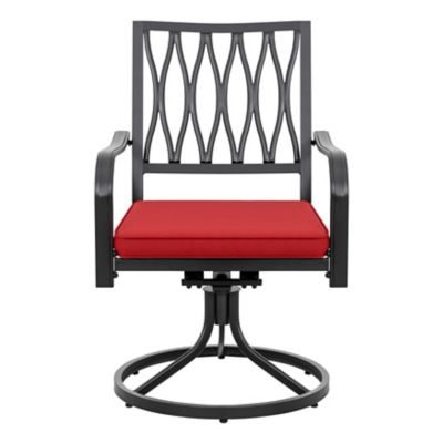 Image showing  Outdoor 3 pc. Bistro Set, Side Table and Swivel Chairs with Cushions