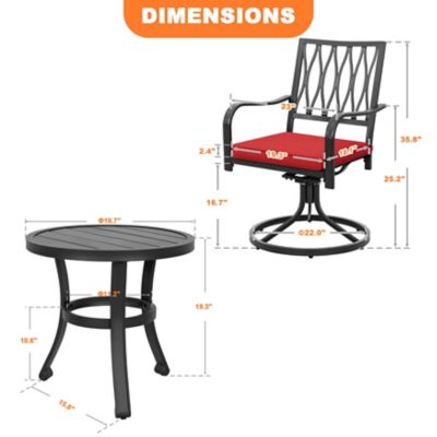 Image showing 5 th Nuu Garden Outdoor 3 pc. Bistro Set, Side Table and Swivel Chairs with Cushions