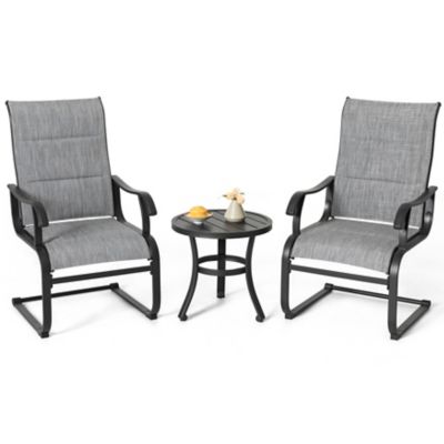 Image showing  Outdoor Patio Bistro Set of 3, Breathable Textilene, Powder-Coated Iron