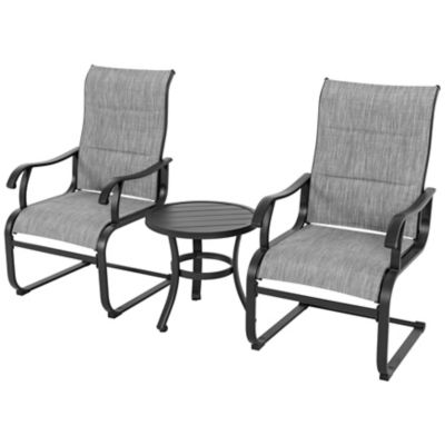 Image showing 6 th Nuu Garden Outdoor Patio Bistro Set of 3, Breathable Textilene, Powder-Coated Iron