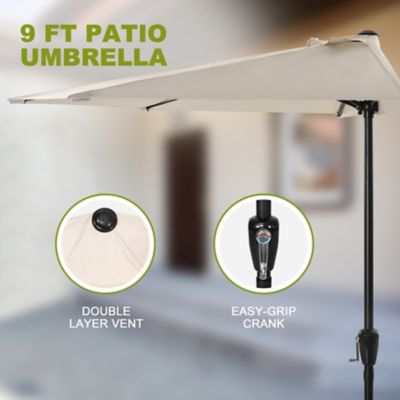 Image showing  Outdoor Half Round Patio Umbrella with Crank