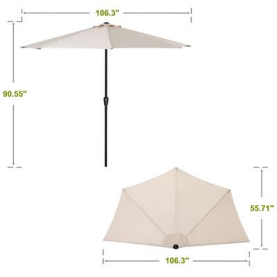Image showing 6 th Nuu Garden Outdoor Half Round Patio Umbrella with Crank