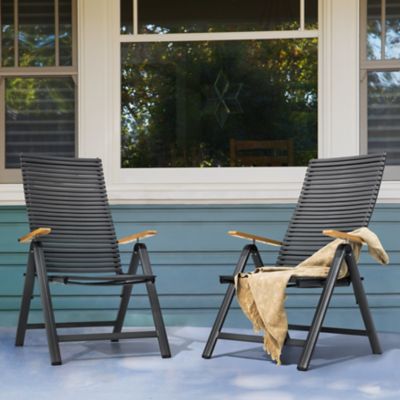Image showing  Outdoor 2-Piece Folding Chairs with Aluminum Frame, Adjustable Backrest