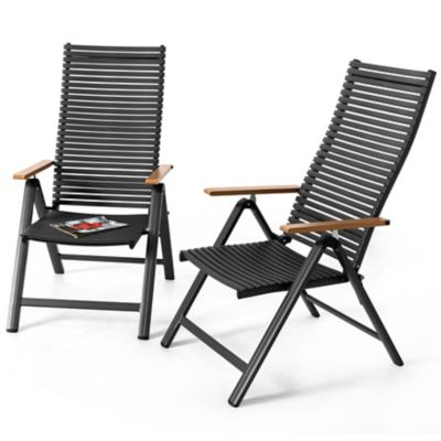 Image showing  Outdoor 2-Piece Folding Chairs with Aluminum Frame, Adjustable Backrest