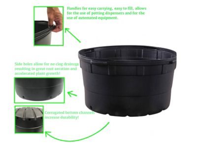 Image showing  35 gal. Plastic Nursery Pots (34 Actual Gallons / 128.7 Liters), 5-Pack